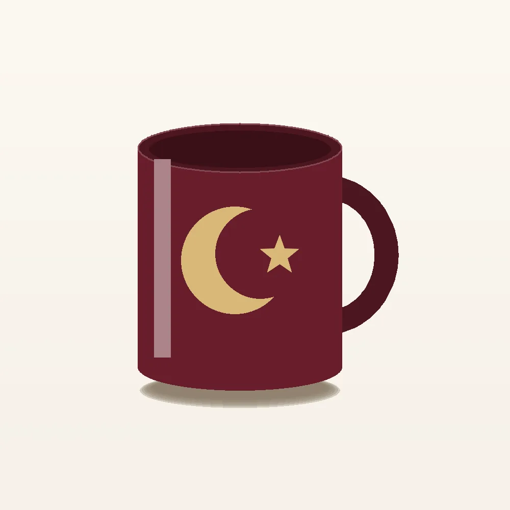Hilal Desenli Porselen Kupa – Bordo