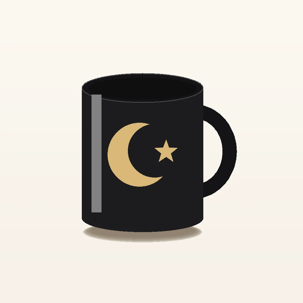 Hilal Desenli Porselen Kupa – Siyah