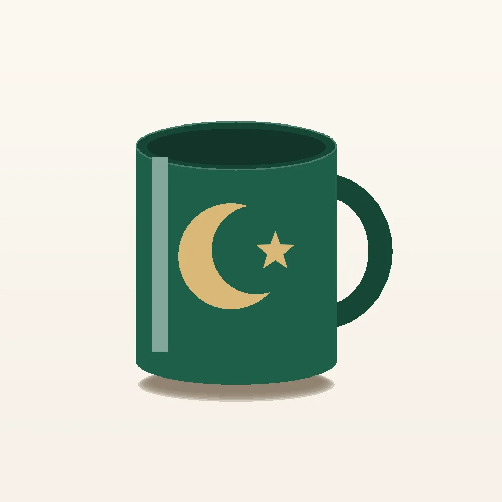 Hilal Desenli Porselen Kupa – Yeşil
